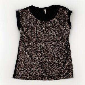 3/$25 Sale! Studio Y Women's Top Size Large Black Matte Bronze Sequin